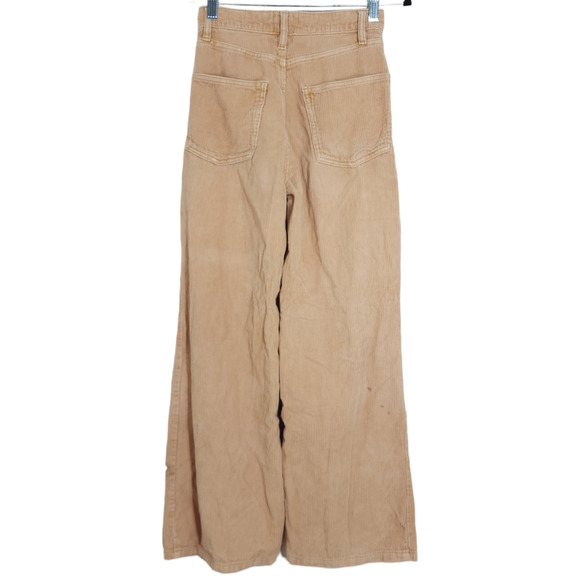 BDG High & Wide Corduroy Pants Womens 24 Light Brown 100% Cotton Pockets Zip - Picture 2 of 13